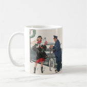 ヴィンテージクリスマス、ショッピングプレゼント警官 コーヒーマグカップ (左)