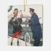 ヴィンテージクリスマス、ショッピングプレゼント警官 セラミックオーナメント (左)