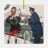 ヴィンテージクリスマス、ショッピングプレゼント警官 セラミックオーナメント (裏面)