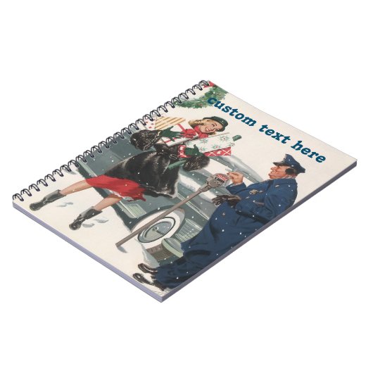 ヴィンテージクリスマス、ショッピングプレゼント警官 ノートブック (左側)