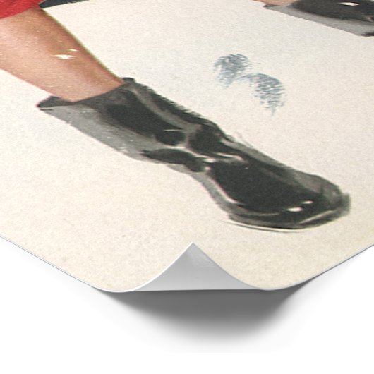 ヴィンテージクリスマス、ショッピングプレゼント警官 ポスター (角)