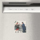 ヴィンテージクリスマス、ショッピングプレゼント警官 マグネット (インサイチュ (食洗機))