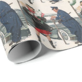 ヴィンテージクリスマス、ショッピングプレゼント警官 ラッピングペーパー (ロールコーナー)