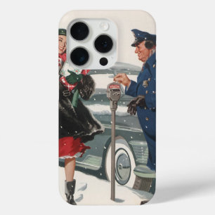 ヴィンテージクリスマス、ショッピングプレゼント警官 iPhone 15 PROケース