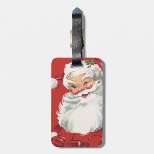 ヴィンテージクリスマス、ジョリーサンタクロース ウインキング ラゲッジタグ (裏面縦)