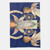 ヴィンテージクリスマス、スカンジナビアのサンタ・ルシア・エンジェル キッチンタオル (縦)