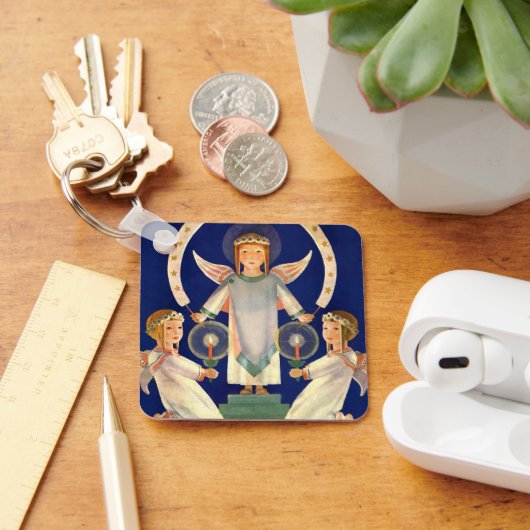 ヴィンテージクリスマス、スカンジナビアのサンタ・ルシア・エンジェル キーホルダー (デスク)