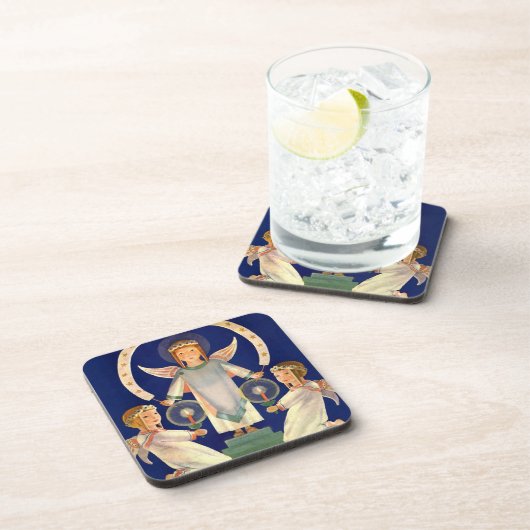 ヴィンテージクリスマス、スカンジナビアのサンタ・ルシア・エンジェル コースター (右側)