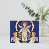 ヴィンテージクリスマス、スカンジナビアのサンタ・ルシア・エンジェル シーズンポストカード (スタンド正面)