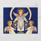 ヴィンテージクリスマス、スカンジナビアのサンタ・ルシア・エンジェル シーズンポストカード (正面)