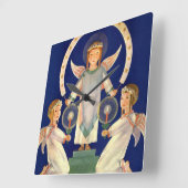 ヴィンテージクリスマス、スカンジナビアのサンタ・ルシア・エンジェル スクエア壁時計 (傾斜)