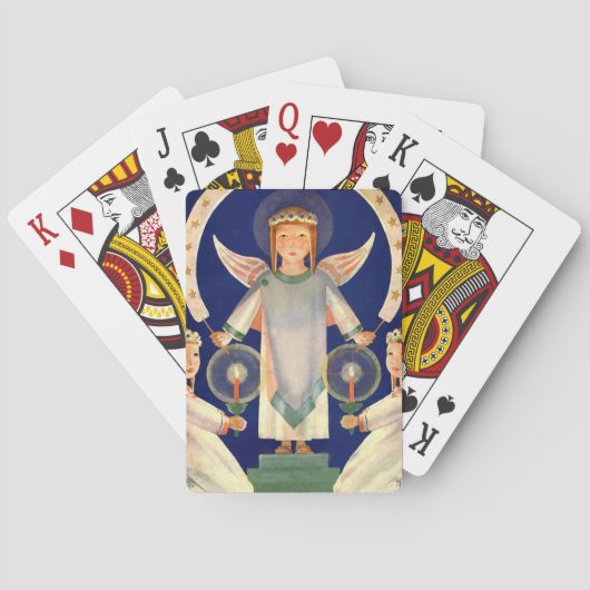 ヴィンテージクリスマス、スカンジナビアのサンタ・ルシア・エンジェル トランプ (裏面)