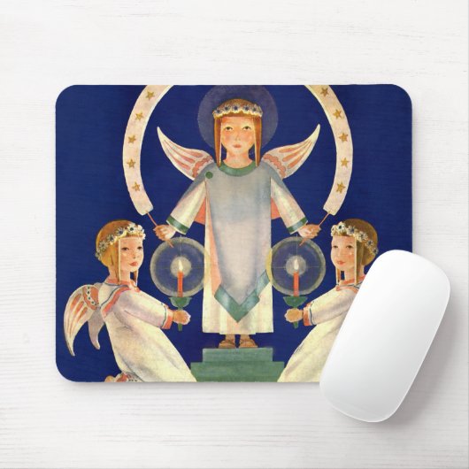 ヴィンテージクリスマス、スカンジナビアのサンタ・ルシア・エンジェル マウスパッド (マウス)