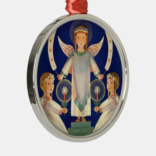 ヴィンテージクリスマス、スカンジナビアのサンタ・ルシア・エンジェル メタルオーナメント (右)