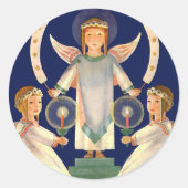 ヴィンテージクリスマス、スカンジナビアのサンタ・ルシア・エンジェル ラウンドシール (正面)