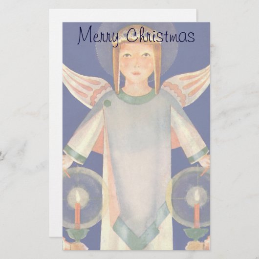 ヴィンテージクリスマス、スカンジナビアのサンタ・ルシア・エンジェル 便箋 (正面/裏面)