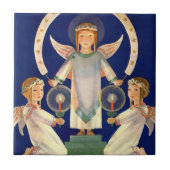 ヴィンテージクリスマス、スカンジナビアのサンタ・ルチアの天使たち タイル (正面)