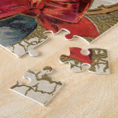 ヴィンテージクリスマス、ダックスシュントの子犬ホリー ジグソーパズル (側面)