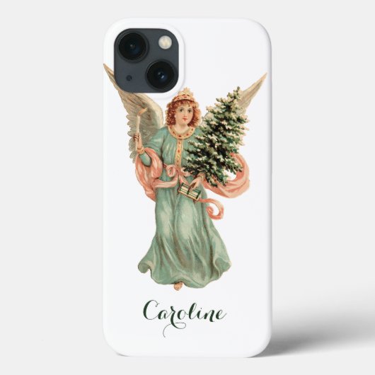 ヴィンテージクリスマス、ツリーを持つヴィクトリア朝の天使 Case-Mate iPhoneケース (裏面)