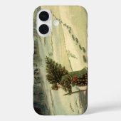 ヴィンテージクリスマス、ツリーを運ぶサンタクロース Case-Mate iPhoneケース (裏面)