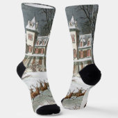 ヴィンテージクリスマス、トナカイと聖ニコラス ソックス (傾斜あり)