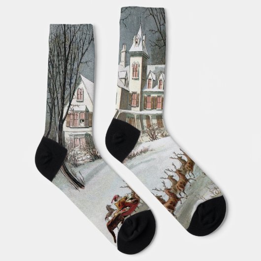 ヴィンテージクリスマス、トナカイと聖ニコラス ソックス (右)