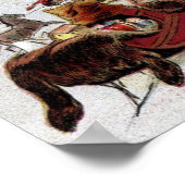 ヴィンテージクリスマス、トナカイと聖ニコラス ポスター (角)