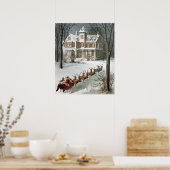 ヴィンテージクリスマス、トナカイと聖ニコラス ポスター (キッチン)