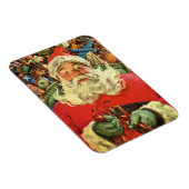 ヴィンテージクリスマス、トナカイのいるソリに乗ったサンタクロース マグネット (右側)