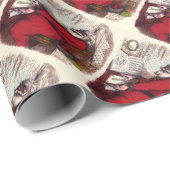 ヴィンテージクリスマス、トーマス・ナストのサンタクロースのピアノ ラッピングペーパー (ロールコーナー)