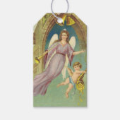 ヴィンテージクリスマス、ビクトリアンエンジェル with チェルブ ギフトタグ (正面)