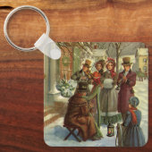 ヴィンテージクリスマス、ビクトリアンミュージシャンカロリング キーホルダー (正面)