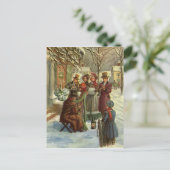 ヴィンテージクリスマス、ビクトリアンミュージシャンカロリング シーズンポストカード (スタンド正面)