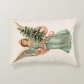 ヴィンテージクリスマス、ビクトリアン天使の木 アクセントクッション (正面)