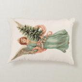 ヴィンテージクリスマス、ビクトリアン天使の木 アクセントクッション (裏面)