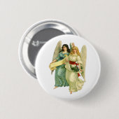 ヴィンテージクリスマス、ビクトリアン天使 缶バッジ (正面&裏面)