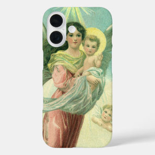 ヴィンテージクリスマス、ビクトリア時代の天使と幼児イエス iPhone 16ケース