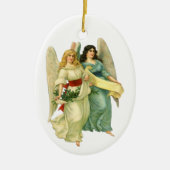 ヴィンテージクリスマス、ビクトリア時代の天使 セラミックオーナメント (正面)
