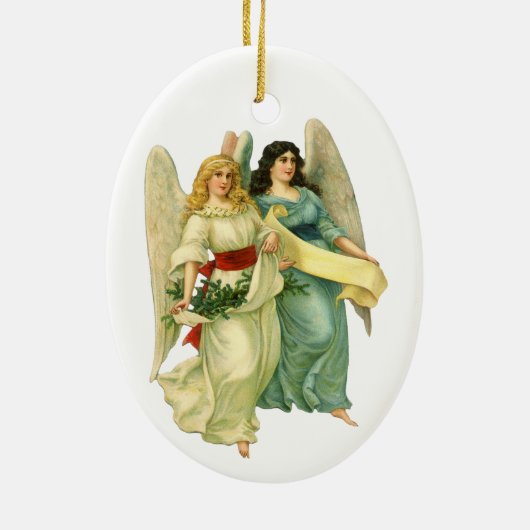 ヴィンテージクリスマス、ビクトリア時代の天使 セラミックオーナメント (裏面)