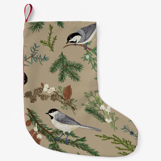 ヴィンテージクリスマス：フローラジュニパーMistletoe。 スモールクリスマスストッキング (正面)
