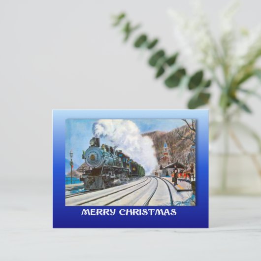 ヴィンテージクリスマス、ブリエンツ、湖のそばの鉄道 シーズンポストカード (スタンド正面)