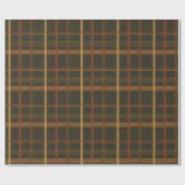 ヴィンテージクリスマス |プレイド |濃い緑、赤、金ゴールド ラッピングペーパー (フラット)