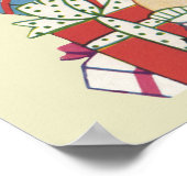 ヴィンテージクリスマス、プレゼントと子犬の男の子 ポスター (角)