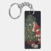ヴィンテージクリスマス、プレゼントを手にしたいサンタクロース キーホルダー (正面左)