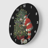 ヴィンテージクリスマス、プレゼントを手にしたいサンタクロース ラージ壁時計 (傾斜)