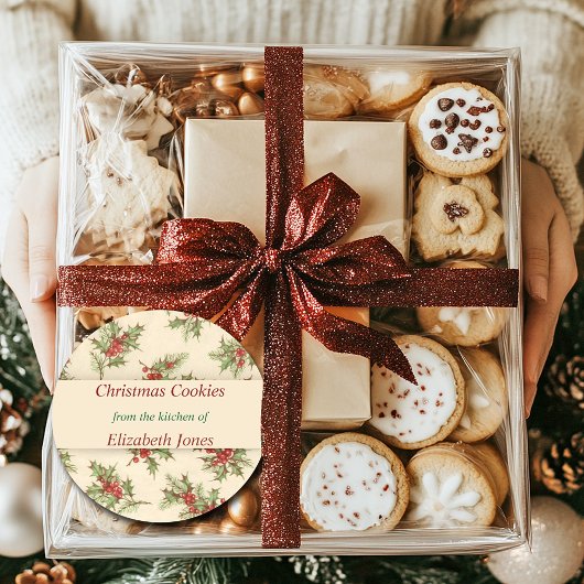 ヴィンテージクリスマス、ホリーベリーカスタム、 ラウンドシール