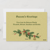 ヴィンテージクリスマス、ホリー、レッドベリー、ベル シーズンカード (裏面)
