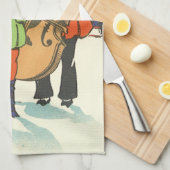 ヴィンテージクリスマス、ミュージシャンと音楽 キッチンタオル (四つ折り)