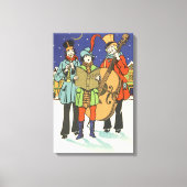 ヴィンテージクリスマス、ミュージシャンと音楽 キャンバスプリント (正面)