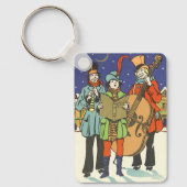 ヴィンテージクリスマス、ミュージシャンと音楽 キーホルダー (正面)